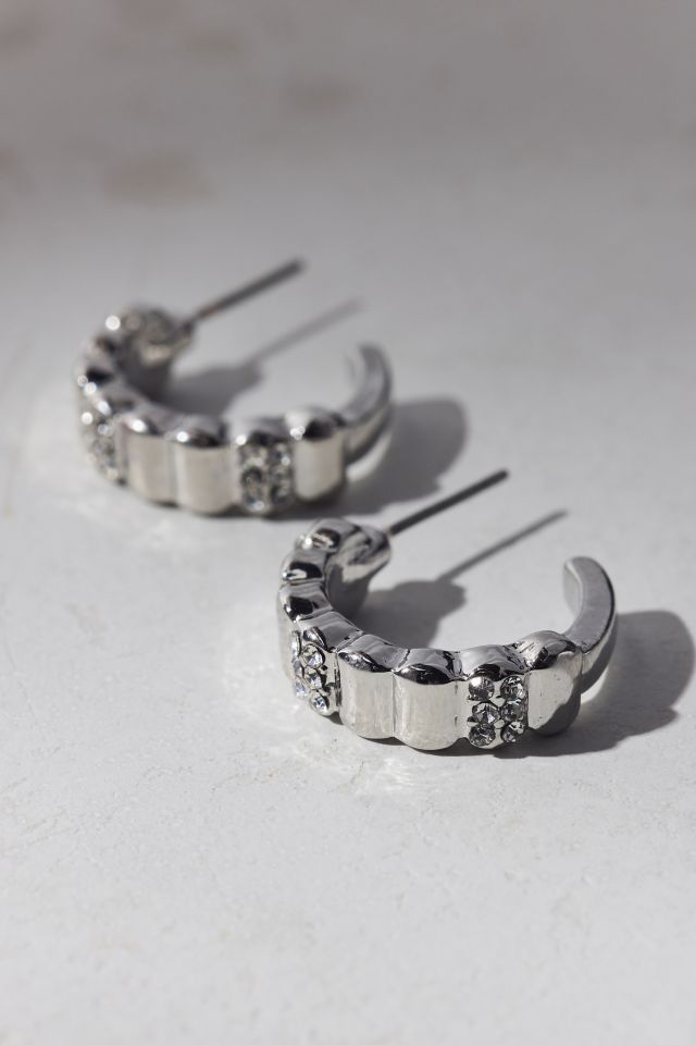 Carolina Ridged Rhinestone Hoop Earring #1