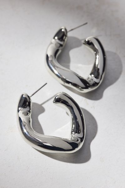 Urban Outfitters Chubby Irregular Hoop Earring In Silver, Women's At  In Metallic