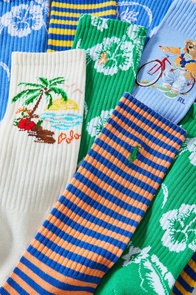 Polo Ralph Lauren Harbor Island Bear Crew Socks 6-Pack #1