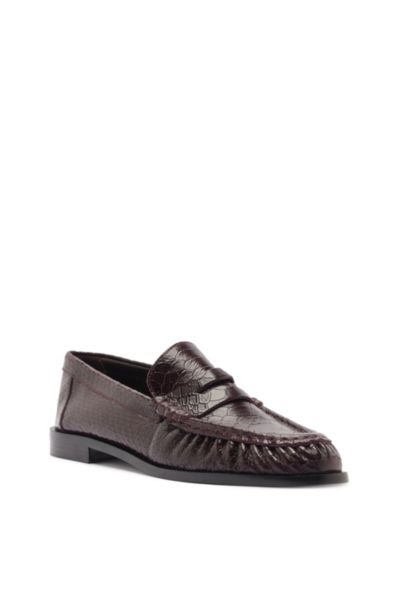 Schutz Tyche Genuine Calf Hair Penny Loafer In Brown