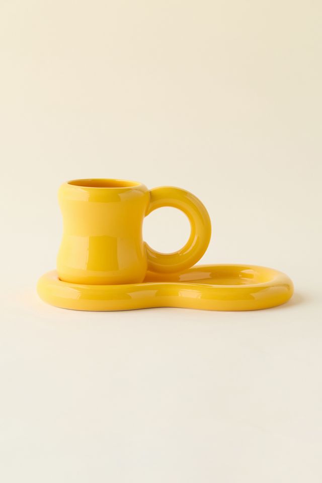 Zaya Bubbled Ceramic Saucer Plate & Mug Set #1