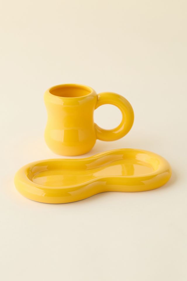 Zaya Bubbled Ceramic Saucer Plate & Mug Set #2
