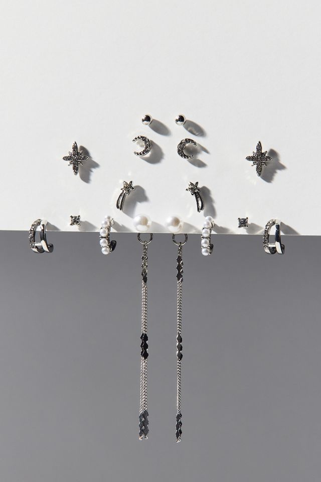 Oblivion Pearl & Rhinestone Multi Earring Set #1