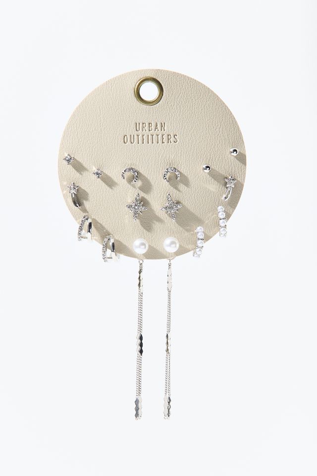 Oblivion Pearl & Rhinestone Multi Earring Set #2