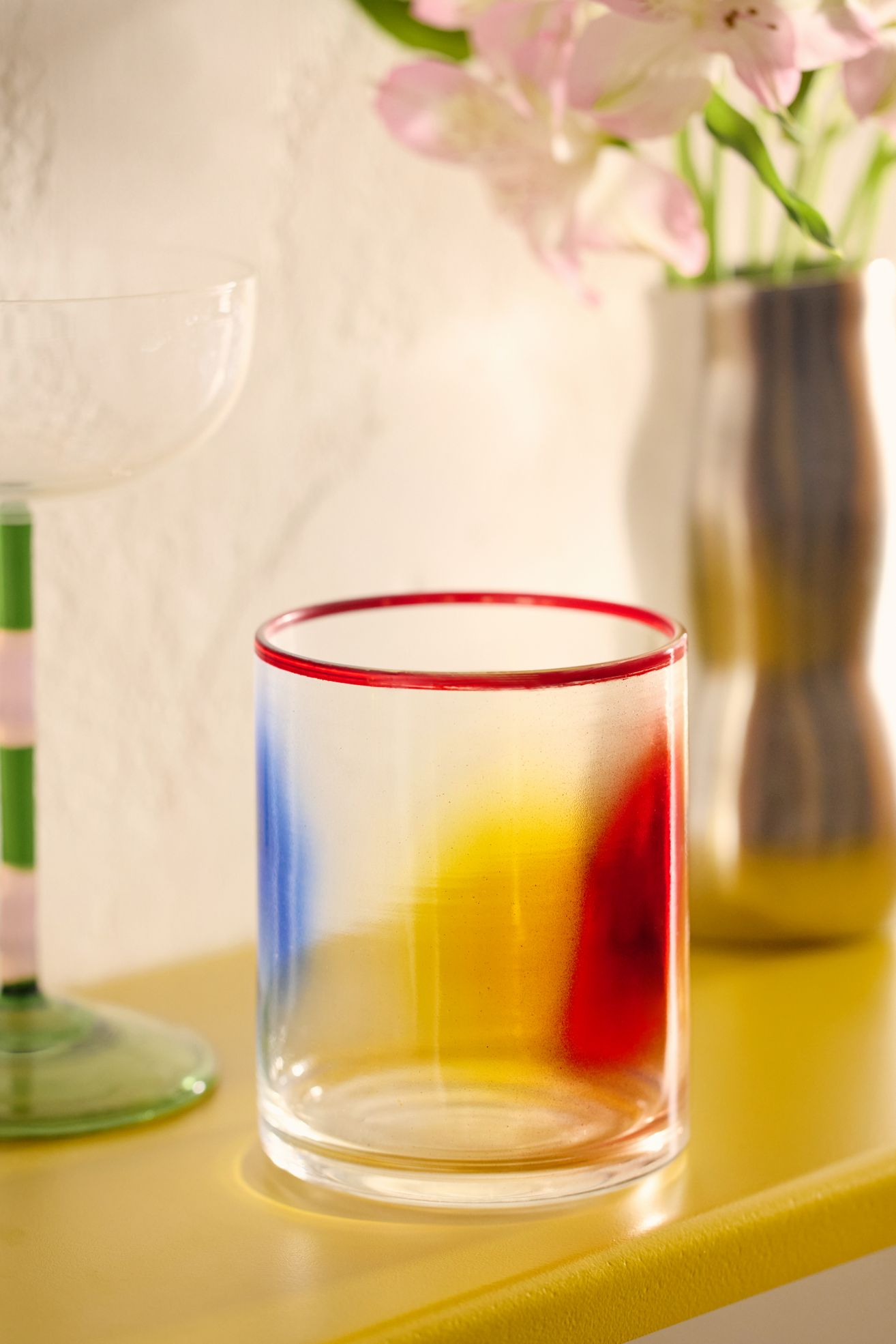 Marbled Tumbler Juice Glass - Orange Multi, ONE SIZE