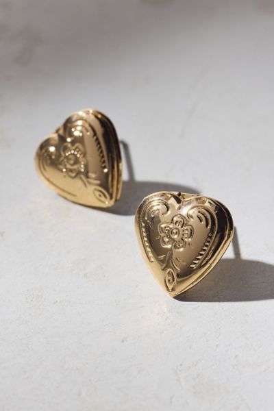 Urban Outfitters Phoebe Heart Locket Stud Earring In Gold, Women's At  In Gold