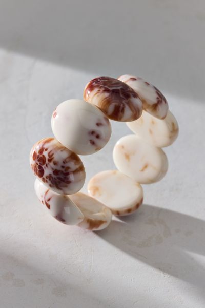 Urban Outfitters Domed Bead Stretch Bangle Bracelet In Cream, Women's At  In Brown