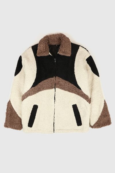 Women's Cute Sherpa Fleece Jacket - Fuzzy Plaid Cropped Zip Up Teddy Coat, Casual Going Out Outerwear