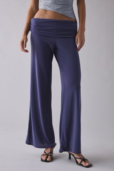 UO Liv Cupro Ruched Foldover Flare Pant