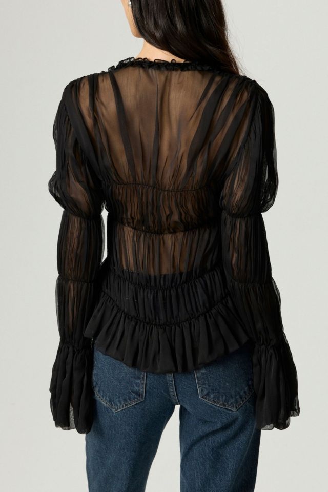 Nocturne Ruched Sheer Blouse #3