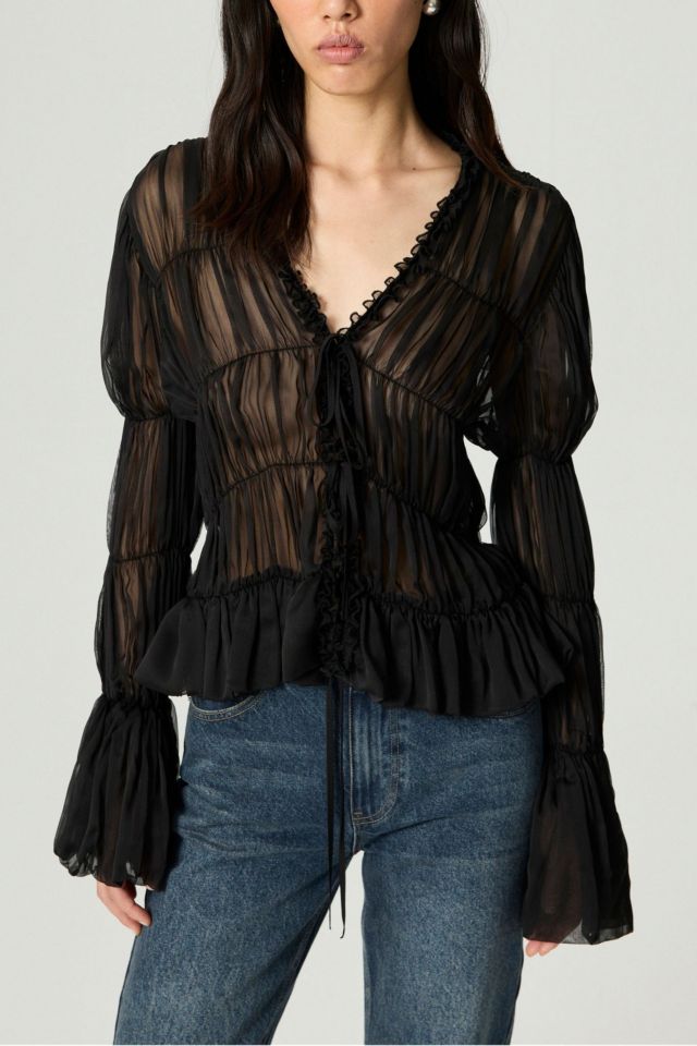 Nocturne Ruched Sheer Blouse #4