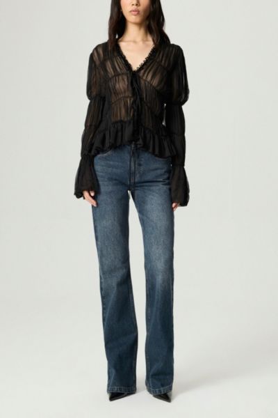 Nocturne Ruched Sheer Blouse