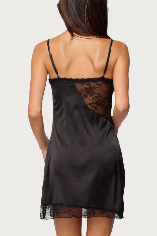 Edikted Asymmetric Lacey Satin Effect Mini Dress #2