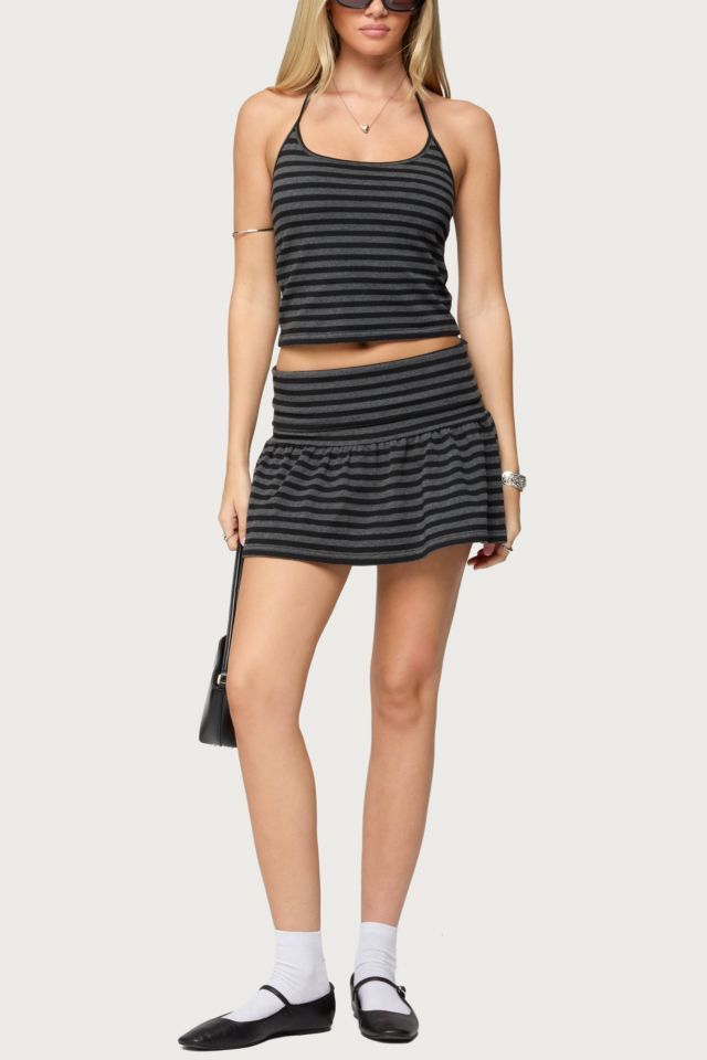 Edikted Moria Striped Fold Over Mini Skirt #4