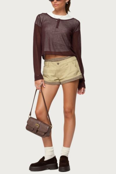 Edikted Peekaboo Plaid Boxer Shorts
