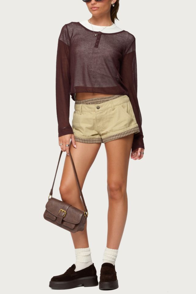 Edikted Peekaboo Plaid Boxer Shorts