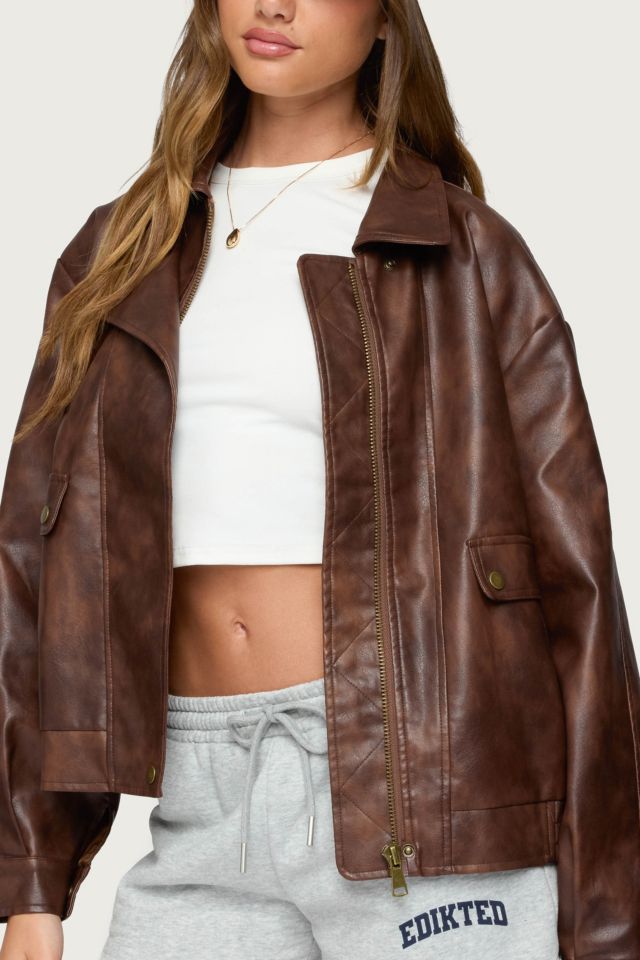 Edikted Ardella Oversized Faux Leather Jacket #2