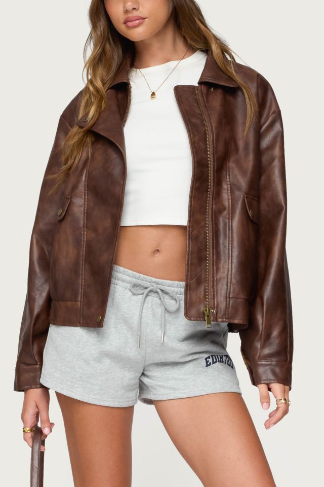 Edikted Ardella Oversized Faux Leather Jacket #3