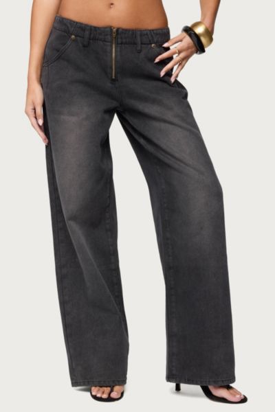 Edikted Aliyah Zip Low Rise Jeans