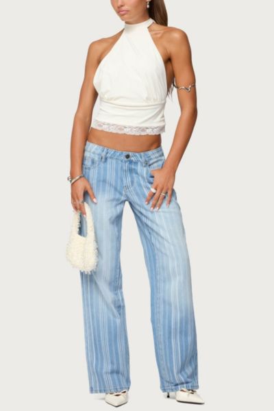 Edikted Tera Striped Low Rise Jeans