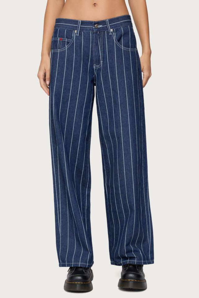 Edikted Kyler Pinstripe Low Rise Jeans #1