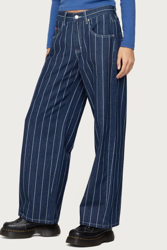 Edikted Kyler Pinstripe Low Rise Jeans #2