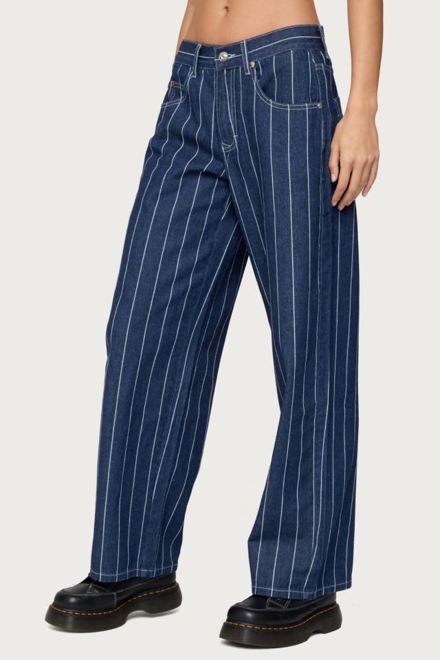 Edikted Kyler Pinstripe Low Rise Jeans #3