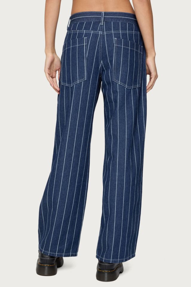 Edikted Kyler Pinstripe Low Rise Jeans #4
