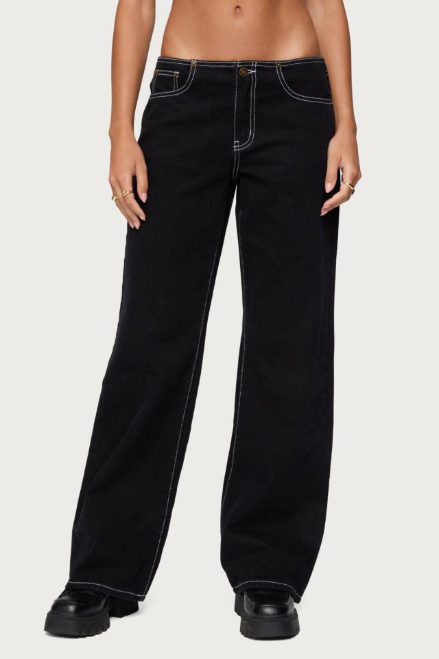 Edikted Contrast Stitch Low Rise Jeans #1