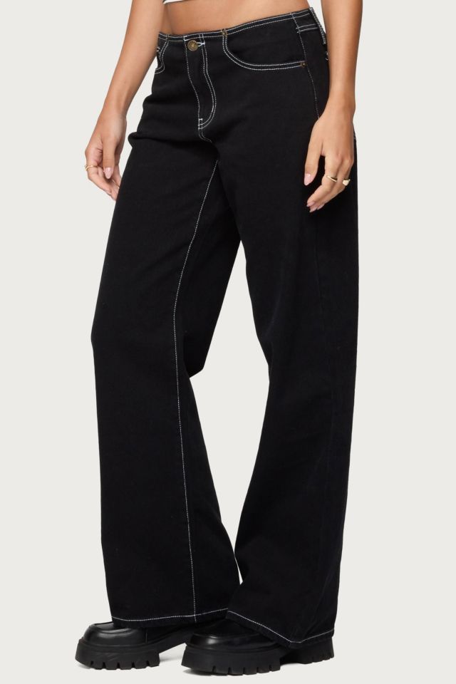 Edikted Contrast Stitch Low Rise Jeans #2