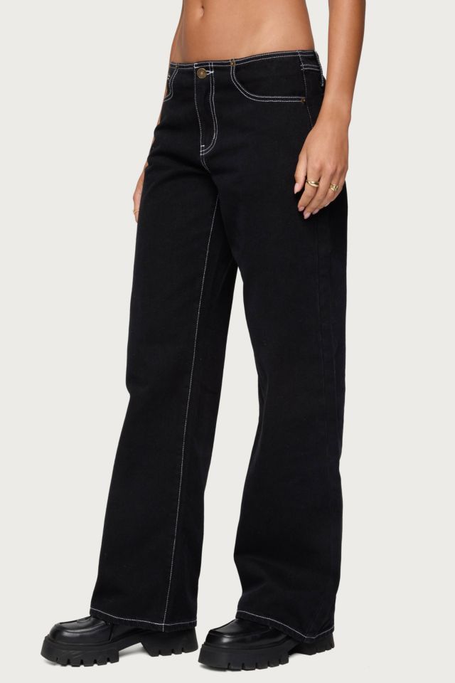 Edikted Contrast Stitch Low Rise Jeans #3