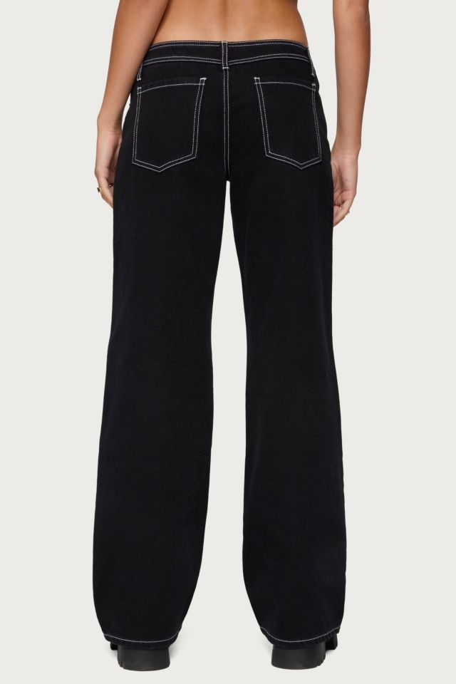 Edikted Contrast Stitch Low Rise Jeans #4