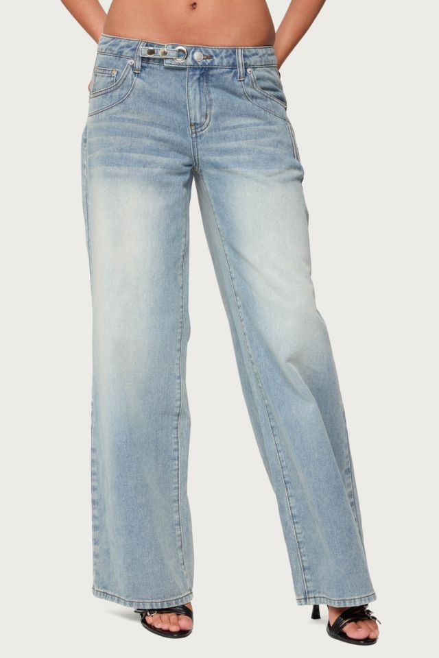 Edikted Celia Grommet Washed Low Rise Jeans #1