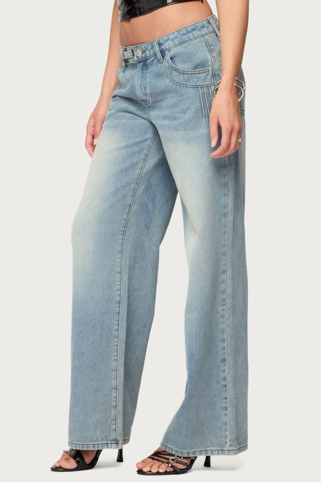 Edikted Celia Grommet Washed Low Rise Jeans #2