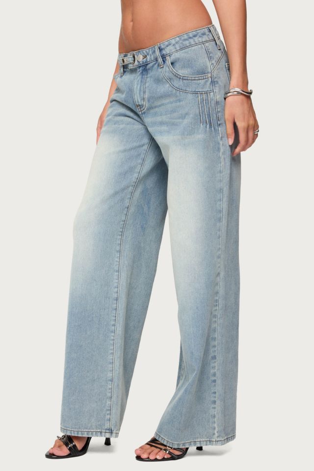 Edikted Celia Grommet Washed Low Rise Jeans #3