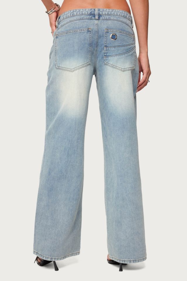 Edikted Celia Grommet Washed Low Rise Jeans #4