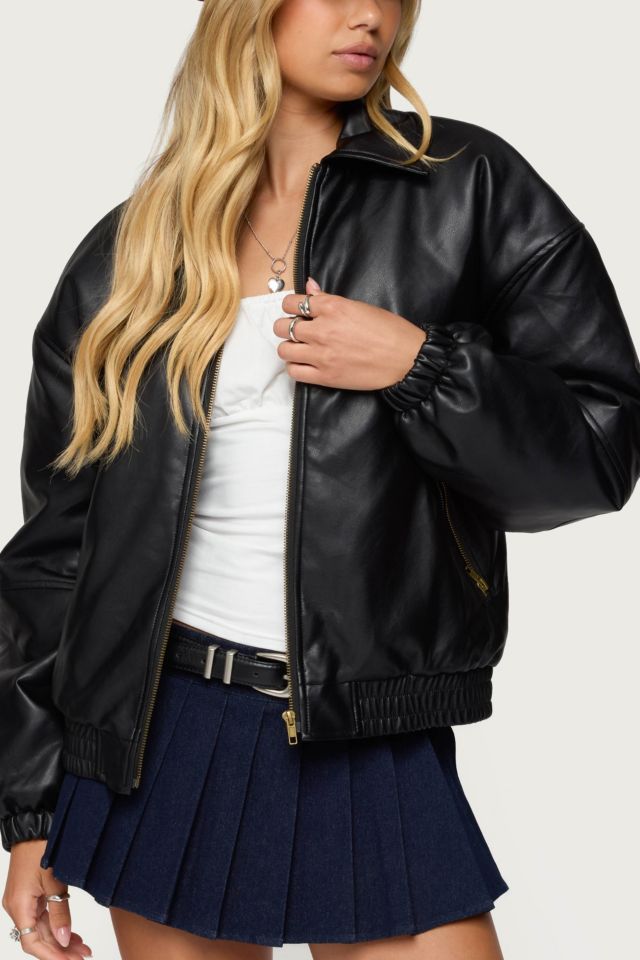 Edikted Halley Faux Leather Bomber Jacket #2