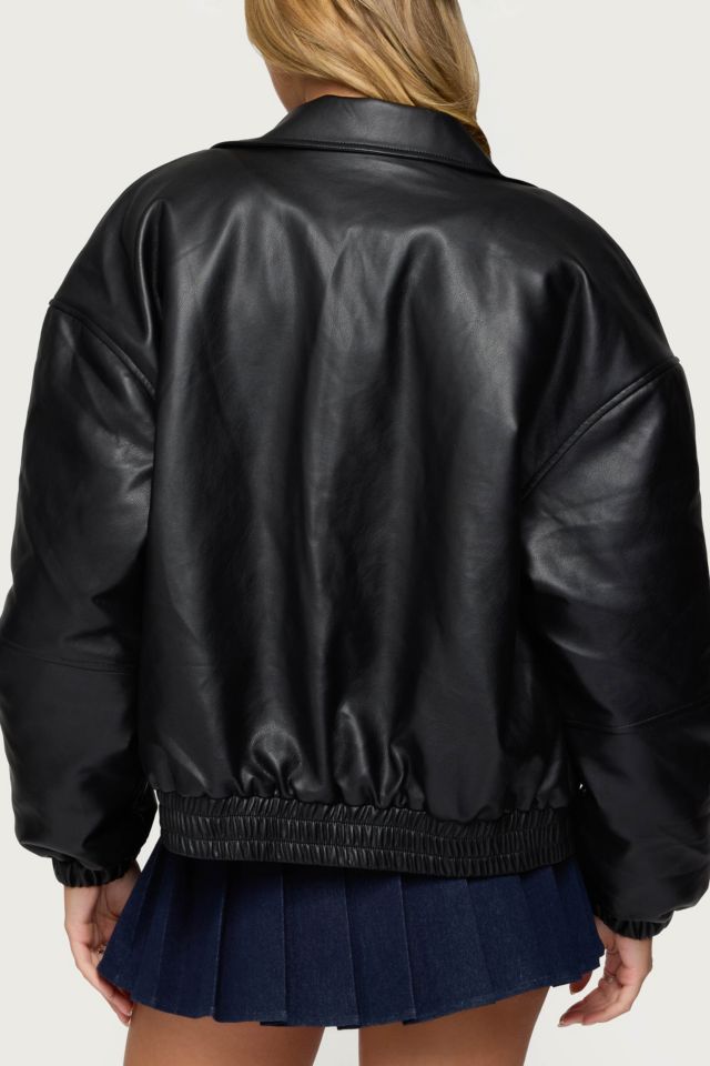 Edikted Halley Faux Leather Bomber Jacket #4