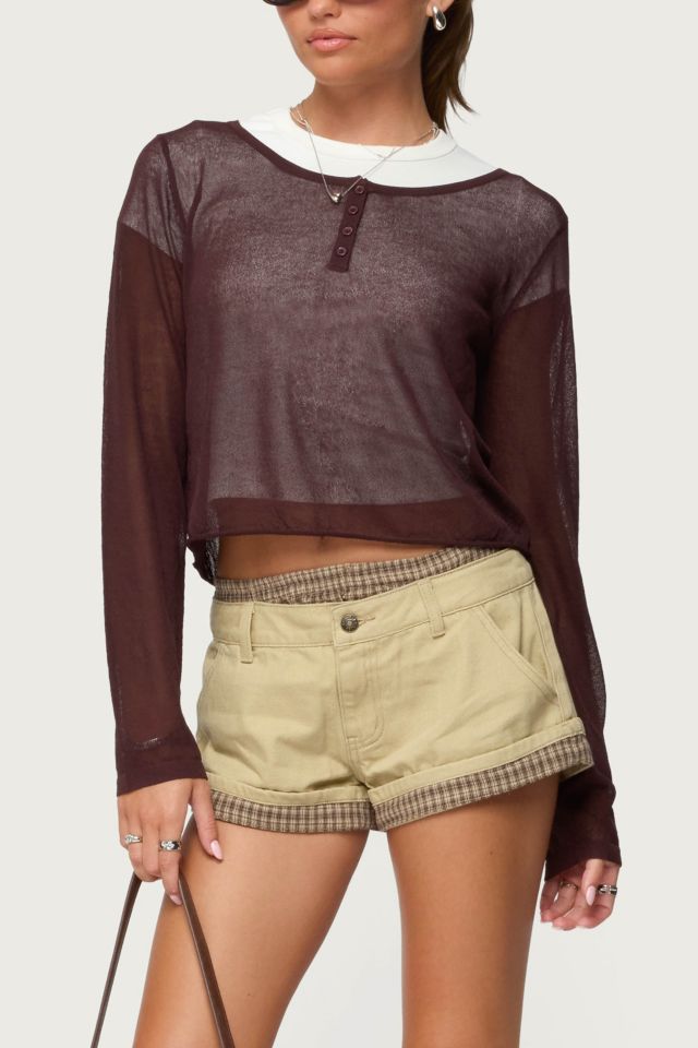 Edikted Kilian Sheer Knit Henley Top #3