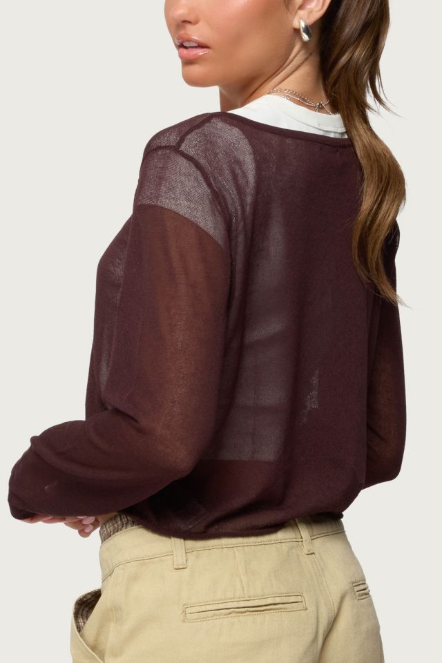 Edikted Kilian Sheer Knit Henley Top #4