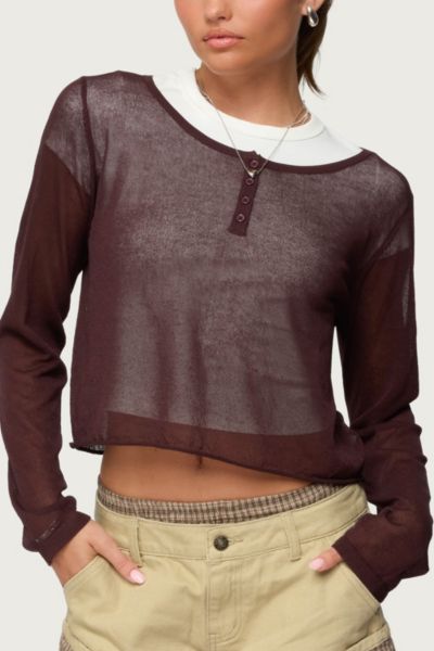 Edikted Kilian Sheer Knit Henley Top