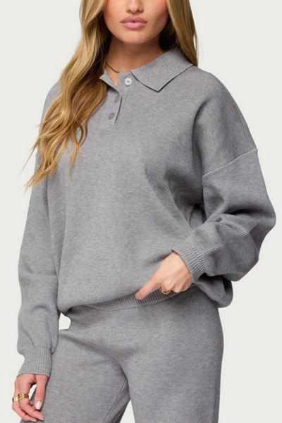 Edikted Lorie Oversized Knit Polo Sweater