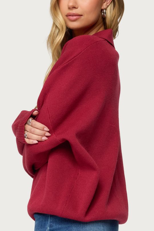 Edikted Lorie Oversized Knit Polo Sweater