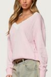 Edikted Marie Contrast Lacey V Neck Sweater
