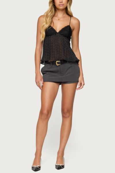 Edikted Rhian Lacey Pleated Babydoll Top