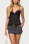 Edikted Rhian Lacey Pleated Babydoll Top