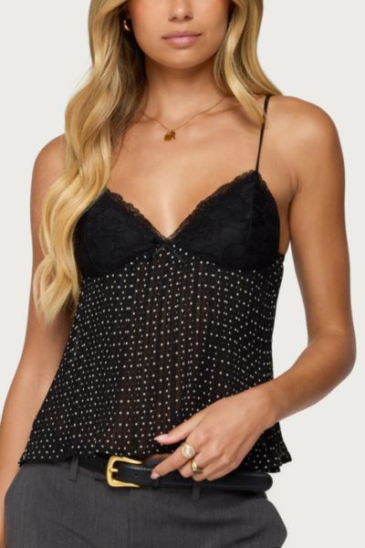 Edikted Rhian Lacey Pleated Babydoll Top