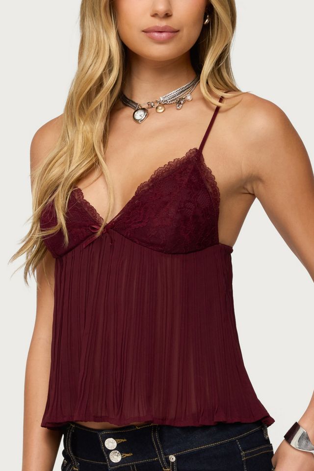 Edikted Rhian Lacey Pleated Babydoll Top #2