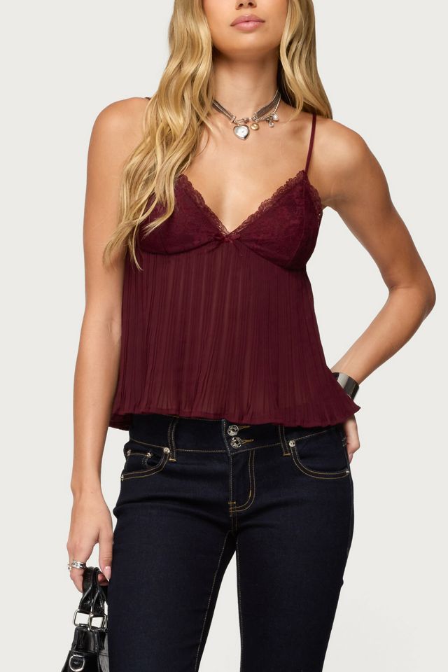 Edikted Rhian Lacey Pleated Babydoll Top #3