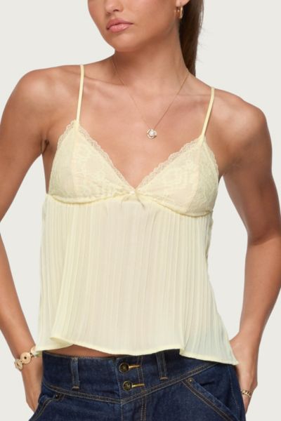 Edikted Rhian Lacey Pleated Babydoll Top